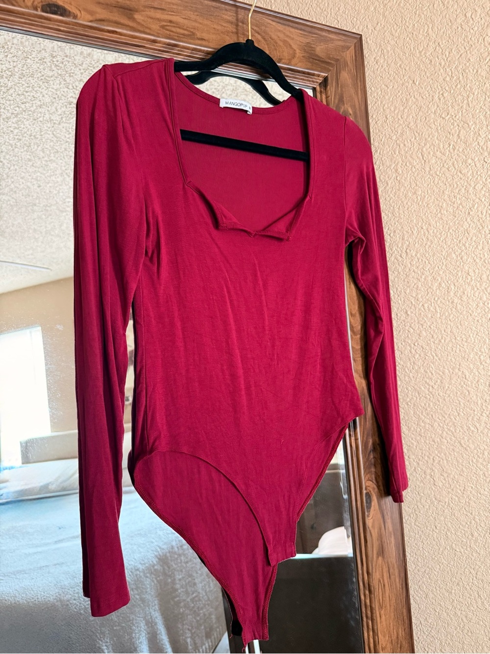 Mango Long Sleeve Deep Wine Red Bodysuit